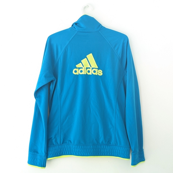 Adidas Women's Teal and Neon Lime Full Zipped Embroidered Jacket ~ Size Medium - Picture 5 of 13